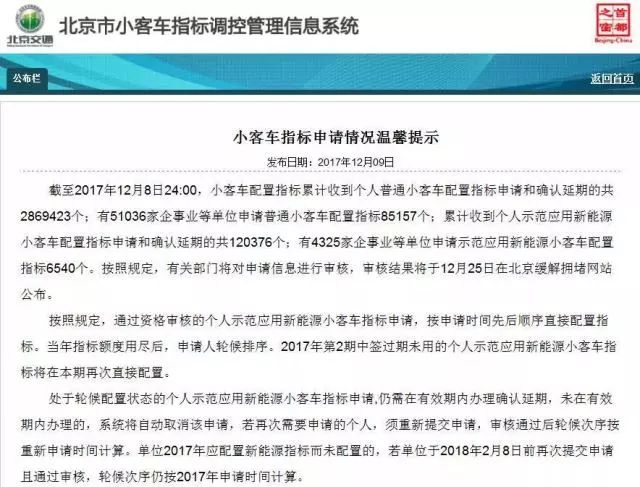 12万人排队申请北京新能源车指标 19年的指标已被抢光